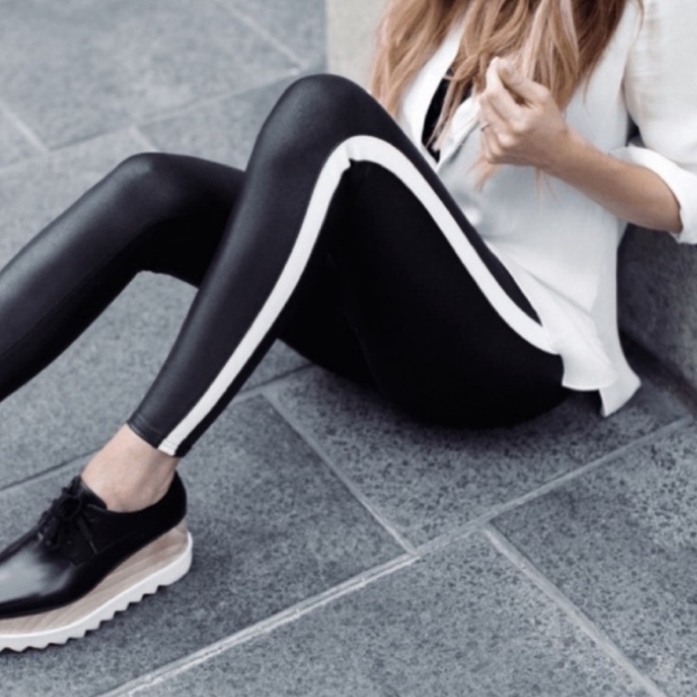 SPANX Faux Leather Side Stripe Leggings